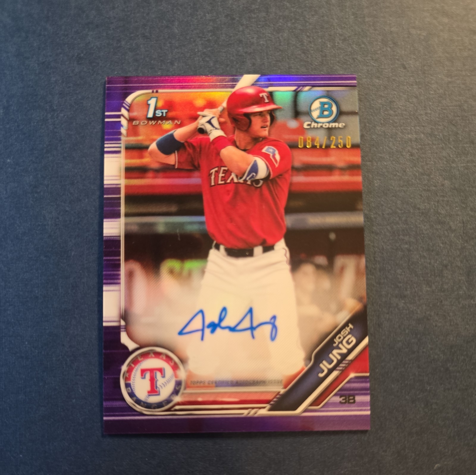 2019 Bowman Chrome Draft Josh Jung Purple Refractor 1st Auto /250 Rangers
