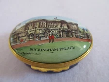 Buckingham Palace Halcyon Days Enamel Box Birdcage Walk View Cobalt Blue Base