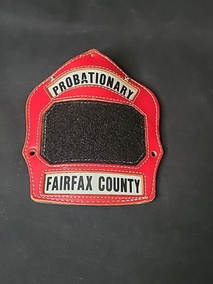 Vintage Fire Department Helmet Shield Leather Cairns Probationary Fairfax County