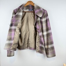 Evan-Picone Womens Wool Blend Plaid Jacket 12 Vintage Style Academia Preppy