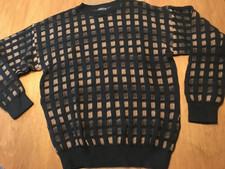 Vtg 90s Sweater SZ Large Grandpa Cosby Knit Geometric Brown 100 Cotton USA L