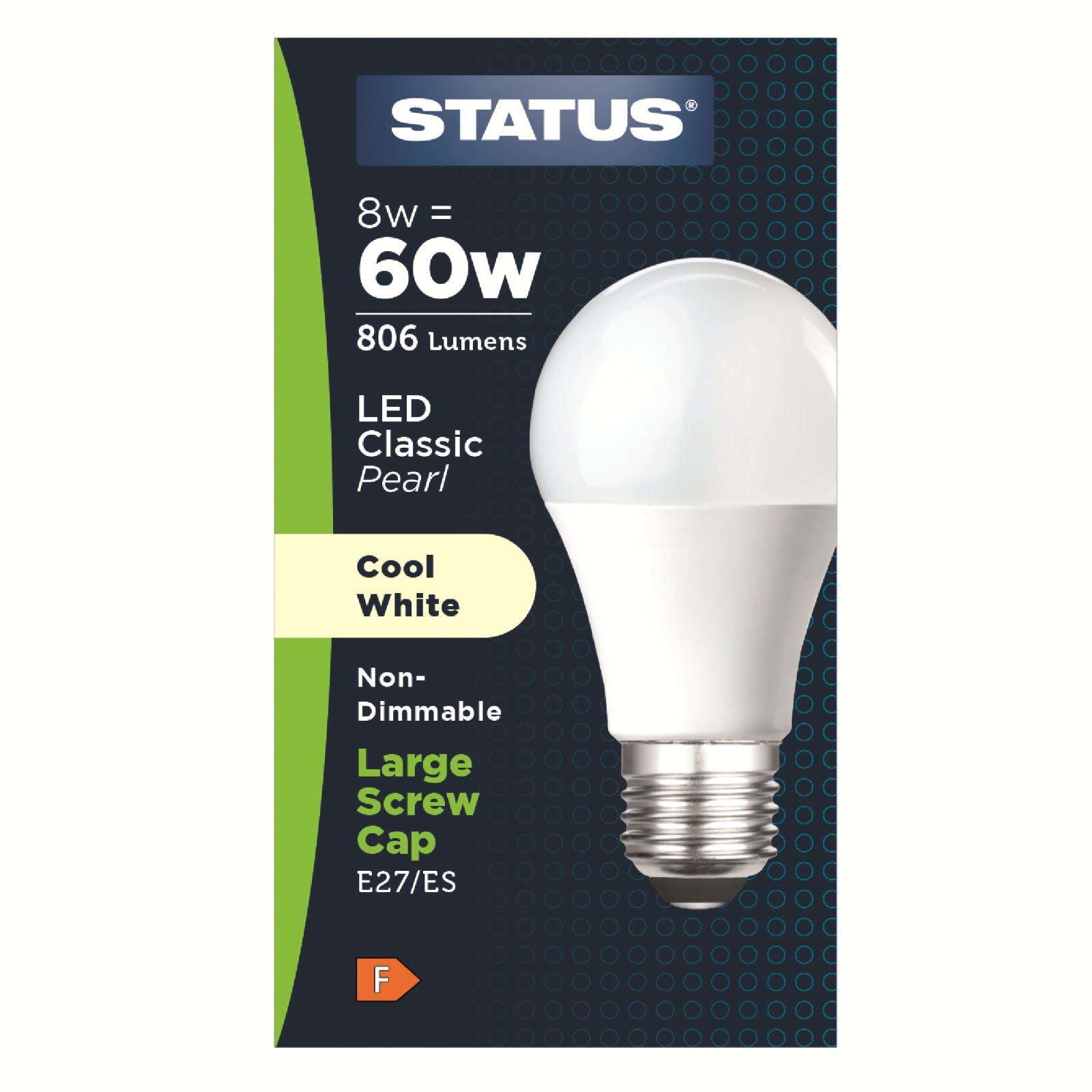 Status 8W (=60W) ES GLS Opal Cool White LED Light Bulb