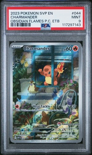 2023 POKEMON OBSIDIAN FLAMES POKEMON CENTER ETB PROMO #044 CHARMANDER PSA 9