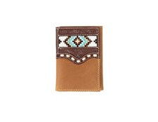 Nocona Western Wallet Mens Trifold Bead Inlay Embossed Brown N5416302