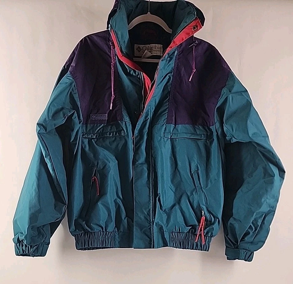 Vtg Columbia Vamoose Ski Jacket OUTER SHELL RadialSleeve Teal Purple Red Mens Md