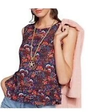 CABI #5391 Lyndsey Tank Top Size M Sheer Chiffon Floral Print Sleeveless Blouse