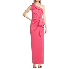 Eliza J Draped One Shoulder Column Gown Dress Size 12 Full-Length Maxi