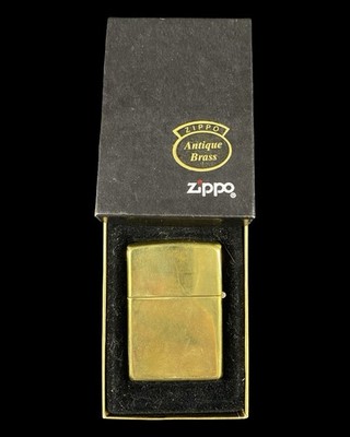 Vintage Brass Zippo Lighter w/ Zippo ''Antique Brass'' Box
