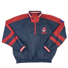 Cleveland Indians Pro Player MLB Reversible Nylon Jacket Mens XXL 90s Wahoo