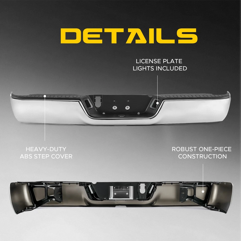 VRC Chrome Rear Bumper For 10-12 2500 3500 /09-18 Dodge Ram 1500 w/o Sensor Hole Foto 4 de 4