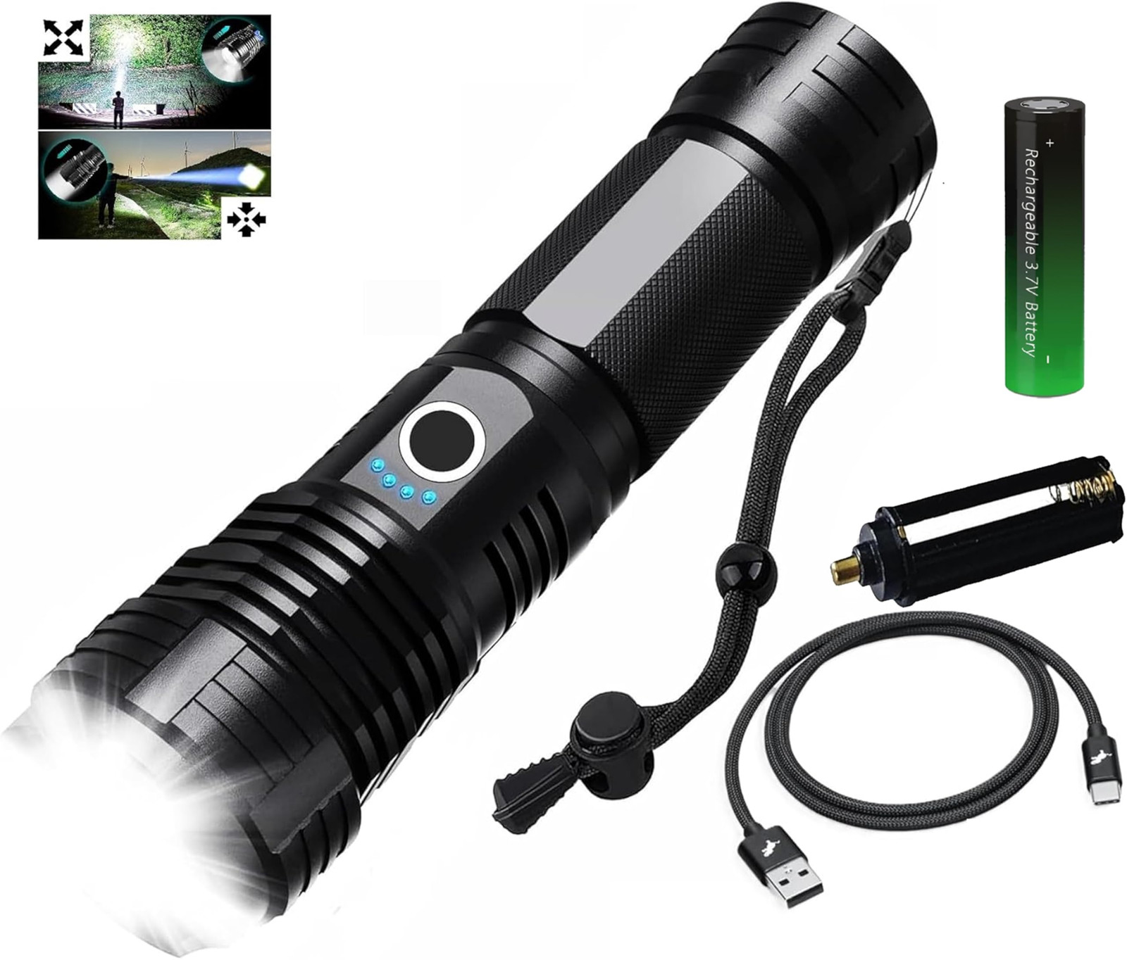 Rechargeable Tactical Bright Flashlights,Super Bright High Power 990000LM,5 M...