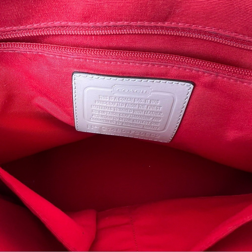 COACH Brown and Red White Striped Leather C Logo Shoulder Purse and Wallet Set image 4
