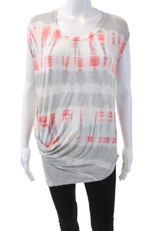 Young Fabulous & Broke Womens Tie Dye Drape Detail Blouse Top Gray Orange SizeXS