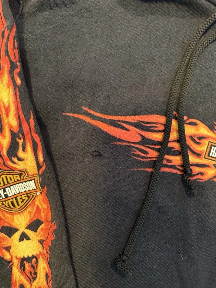 Vintage 80s Chrome Flames Harley Davidson Zip Up Hoodie - Image 2 of 4