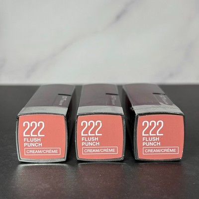 3 PACK Maybelline Color Sensational Cream Lipstick, # 222 Flush Punch - NEW
