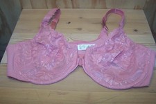 Glamorise 9245 Wonderwire Lace Front Close Underwire Bra Full Support 48B Rose