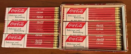Box of  72 Sealed Vintage Coca-Cola Delicious and Refreshing Pencils Half Gross