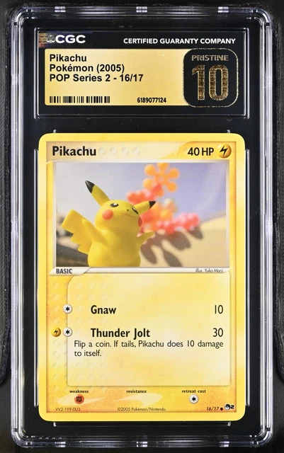 CGC 10 PRISTINE Pikachu 16/17 Pop Series 2 Non Holo Pokemon Card