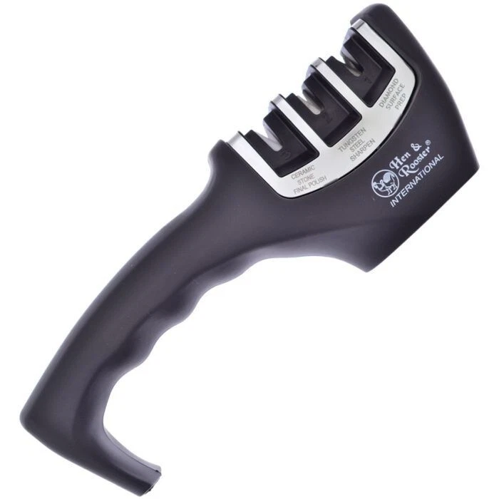 Hen & Rooster Three Stage Sharpener For All Straight-Edge Knives Non-Slip Base