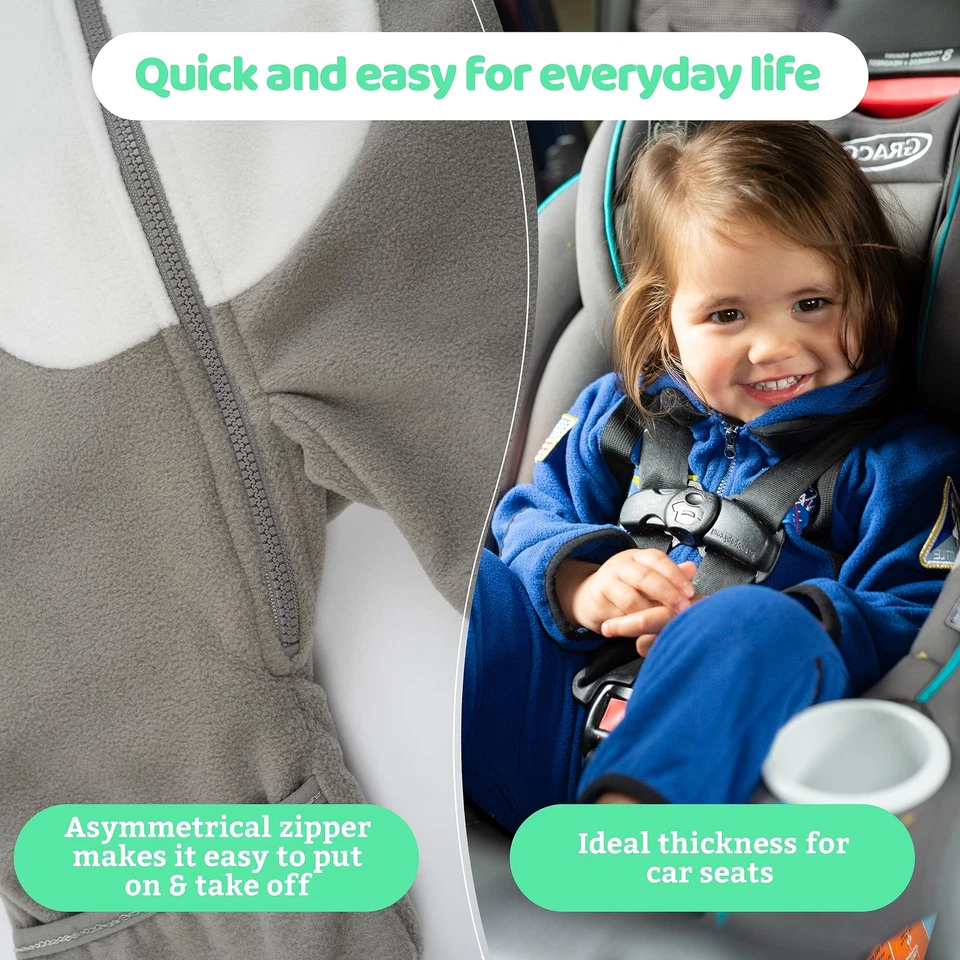 Fleece Baby Bunting Bodysuit – Infant One Piece Kids Hooded Romper Outerwear ... - Image 4 of 4