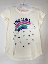 New Wonder nation Rainbow Girls Graphic T-Shirts White "Love is all Around"
