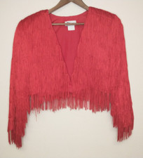 Vintage J. Harris Women's Jacket Red Fringed Short-waisted Size S/m Shoulder Pad