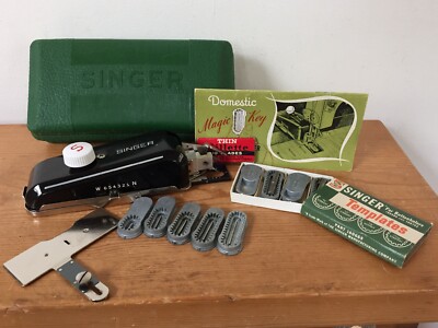 Vtg 1940s Singer Sewing Machine Magic Key Buttonholer Worker 160506 w Templates