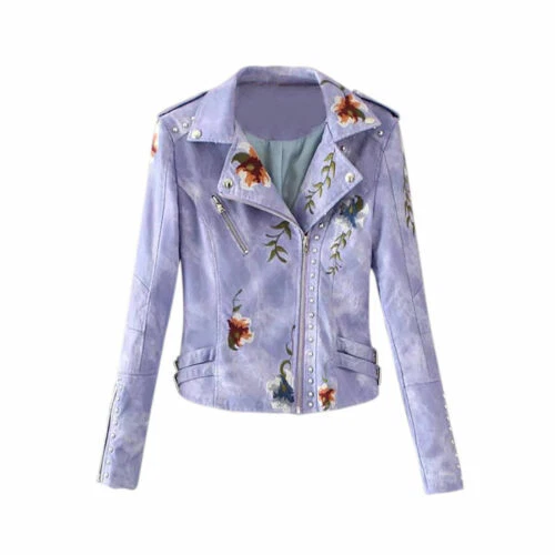 Chaqueta de moto Handmade Floral abrigos, chaquetas y chalecos para Mujeres