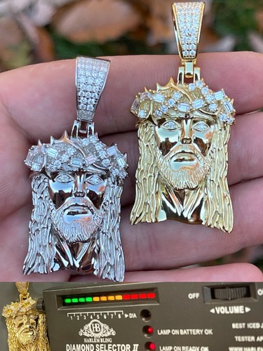 Iced MOISSANITE Real Silver Gold Jesus 