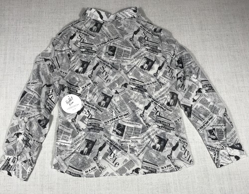 Sheer Fashion & Style News Flash Blouse Scripted Pattern Womens Medium  - NWT - Picture 5 of 13