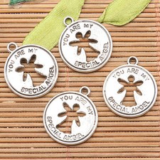 10Pcs tibetan silver tone 18mm round YOU ARE MY SPECIAL ANGEL charms H0592