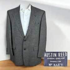 Austin Reed Sport Coat Mens 42R Gray Brown Textured Check Wool Soft