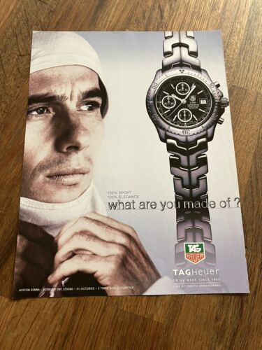 Original Tag Heuer Watch Ayrton Senna F1 Frame Ready Magazine Advert Man Cave - 第 1/1 張圖片