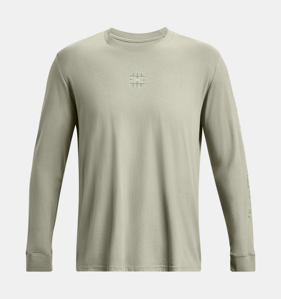 NWT Under Armour Outdoor Grid Logo Men's Large Green Long Sleeve T-shirt Top