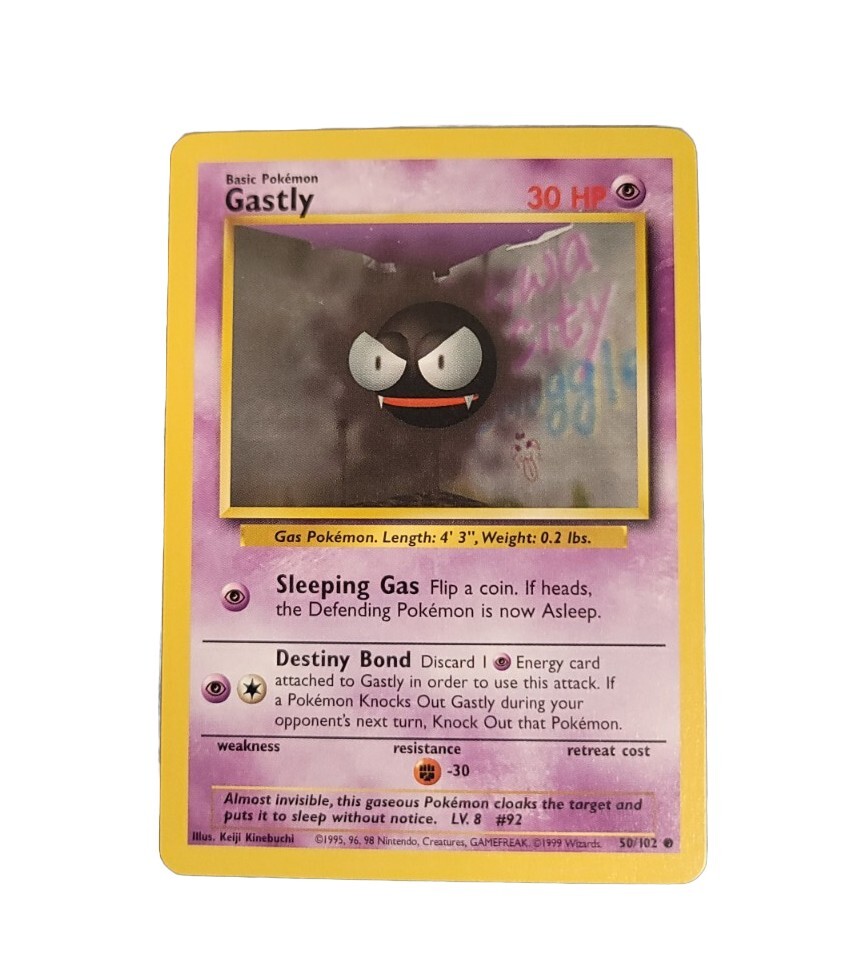 Gastly 1999 Gastly 50/102 WOTC Base Set Pokemon Card NM
