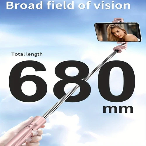 Pink Extendable Bluetooth Wireless Remote Selfie Stick Phone Tripod for iPhone - Picture 6 of 13