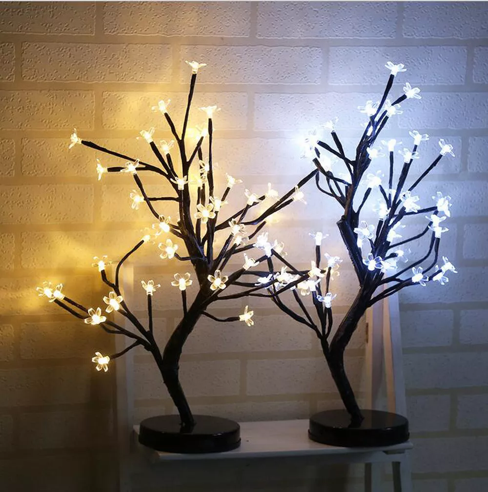 Cherry Blossom Desk Bonsai Tree LED Light Table Twig Light Home Party Decor