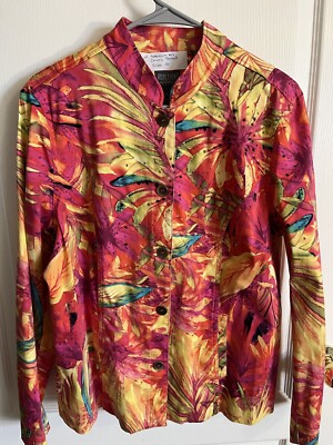 Additions By Chicos Nice Jacket 2 M L Floral Has Pockets Pretty Colors