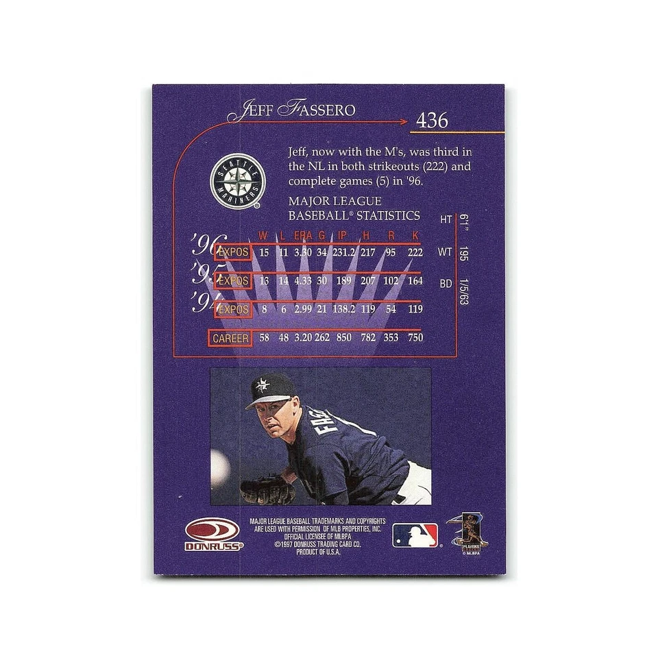 Jeff Fassero 1997 Donruss #436 Seattle Mariners Baseball Card NM - Image 2 of 3