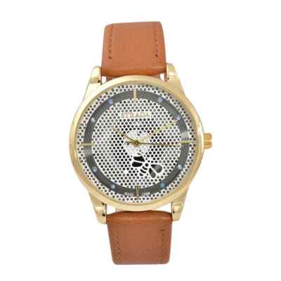 STRADA Watch Blue Austrian Crystal w/ Bee Pattern Stainless Steel Case NEW