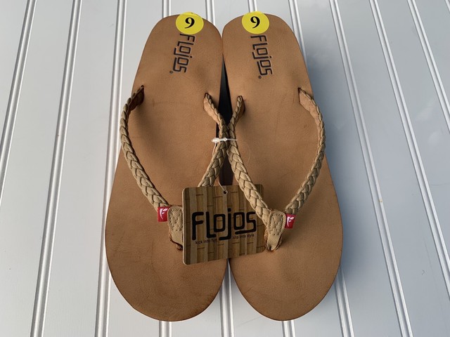 Flojos Hayley 2.5â Wedge Braided Thong Sandals Flip Flip Womens 9 Brown Leather | eBay