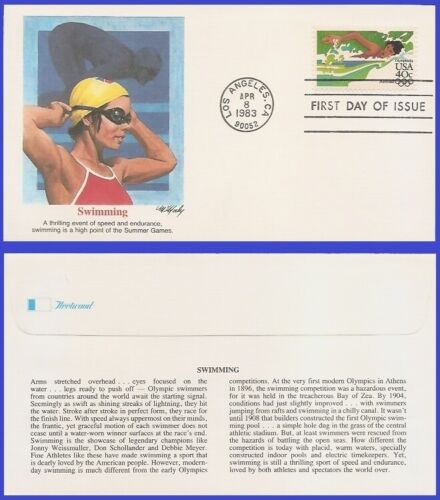 USA6 #C107 U/A FLEETWOOD FDC   Womens Swimming Summer Olympics - Picture 1 of 1