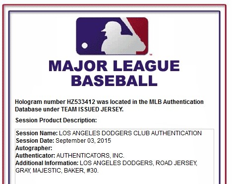 Scott Baker Team Issue Jersey Dodgers Road Gray 2015 #30 MLB Holo - Picture 6 of 6