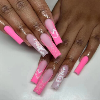 Pink and Glitter Nail Art