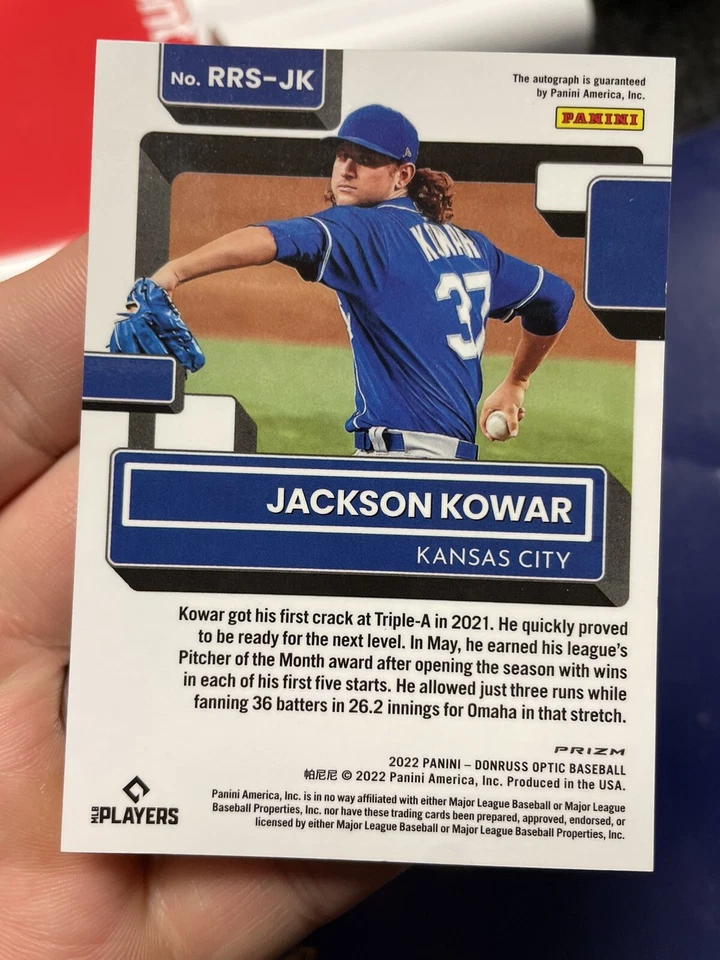 2022 Panini Donruss Optic Jackson Kowar Rated Rookie Auto HOLO Prizm KC Royals - Image 2 of 2