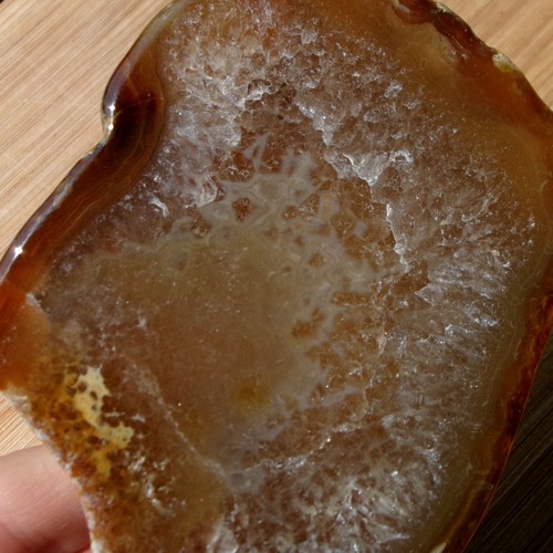 Quartz Crystal Geode Slice Display Stone Polished Rock Slice Brown Agate Edges - Picture 6 of 8