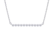 Round Cut Natural Diamond Bar Necklace 10K Gold