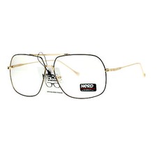 Clear Lens Eyeglasses Oversized Square Metal Vintage Driver Fashion