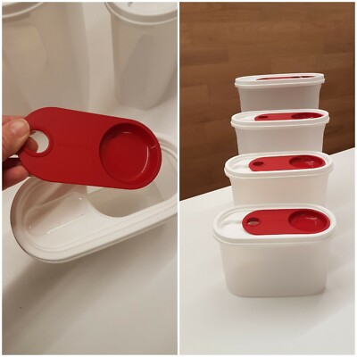 TUPPERWARE: EXKLUSIVES SET 4 OVALE SPENDER mit DOSIERER Farbe Rot