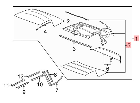 05-09 CHEVROLET CORVETTE C6 CONVERTIBLE ROOF MANUAL SOFT TOP GLASS ASSEMBLY OEM